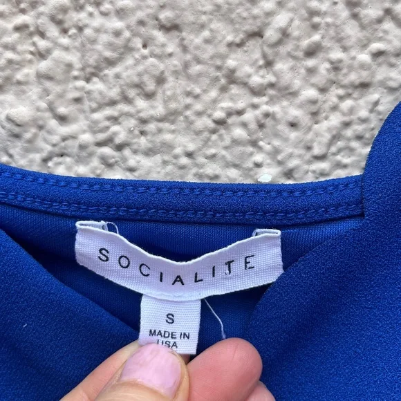 Socialite royal blue bodycon cocktail dress scalloped neckline - Picture 5 of 6